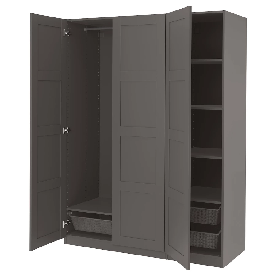 Платяной шкаф - IKEA PAX/BERGSBO/ПАКС/БЕРГСБУ ИКЕА, 150x60x201 см, темно-серый (изображение №1)