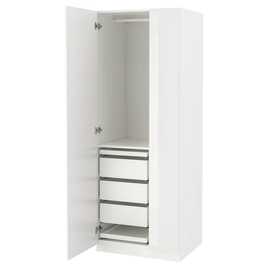 Платяной шкаф - IKEA PAX/FARDAL, 75x60x201 см, белый ПАКС/ФАРДАЛЬ ИКЕА (изображение №1)