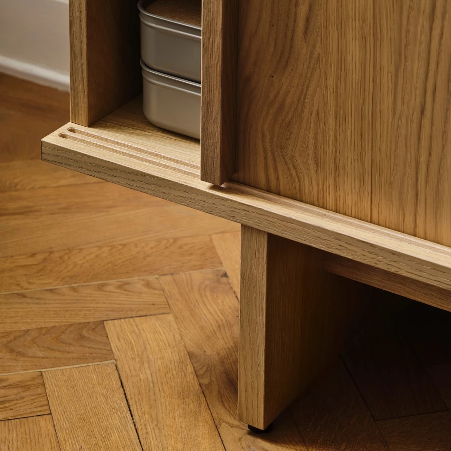 Тумба под ТВ с раздвижными дверцами IKEA STOCKHOLM 2025/СТОКГОЛЬМ 2025 ИКЕА,  179x42x56 см, светло-коричневый (изображение №4)