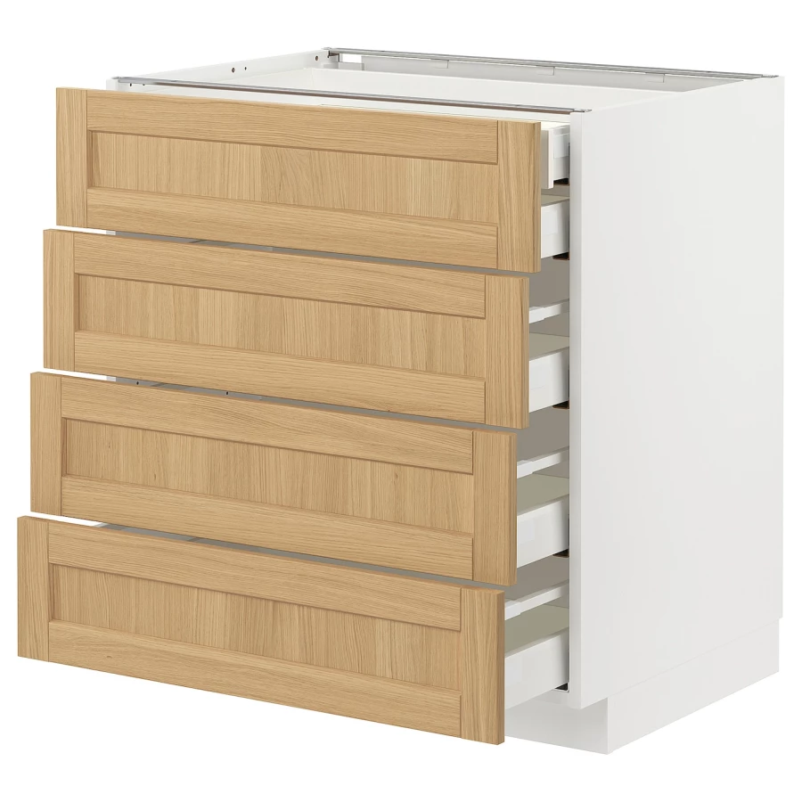 Навесной шкаф - METOD / MAXIMERA IKEA/ МЕТОД/ МАКСИМЕРА ИКЕА,  80х60 см, белый/ под беленый дуб (изображение №1)
