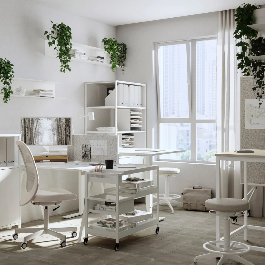Стол - IKEA TROTTEN/ТРОТТЕН ИКЕА, 80х80х102 см, белый/бежевый (изображение №2)
