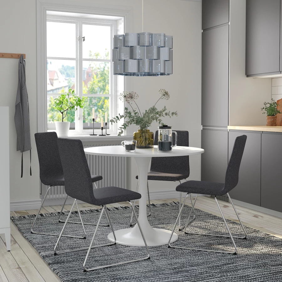 Стол и 4 стула - DOCKSTA / LILLÅNÄS IKEA/ ДОКСТА/ЛИЛЛОНЭС ИКЕА, 103х75  см, белый/серый (изображение №2)