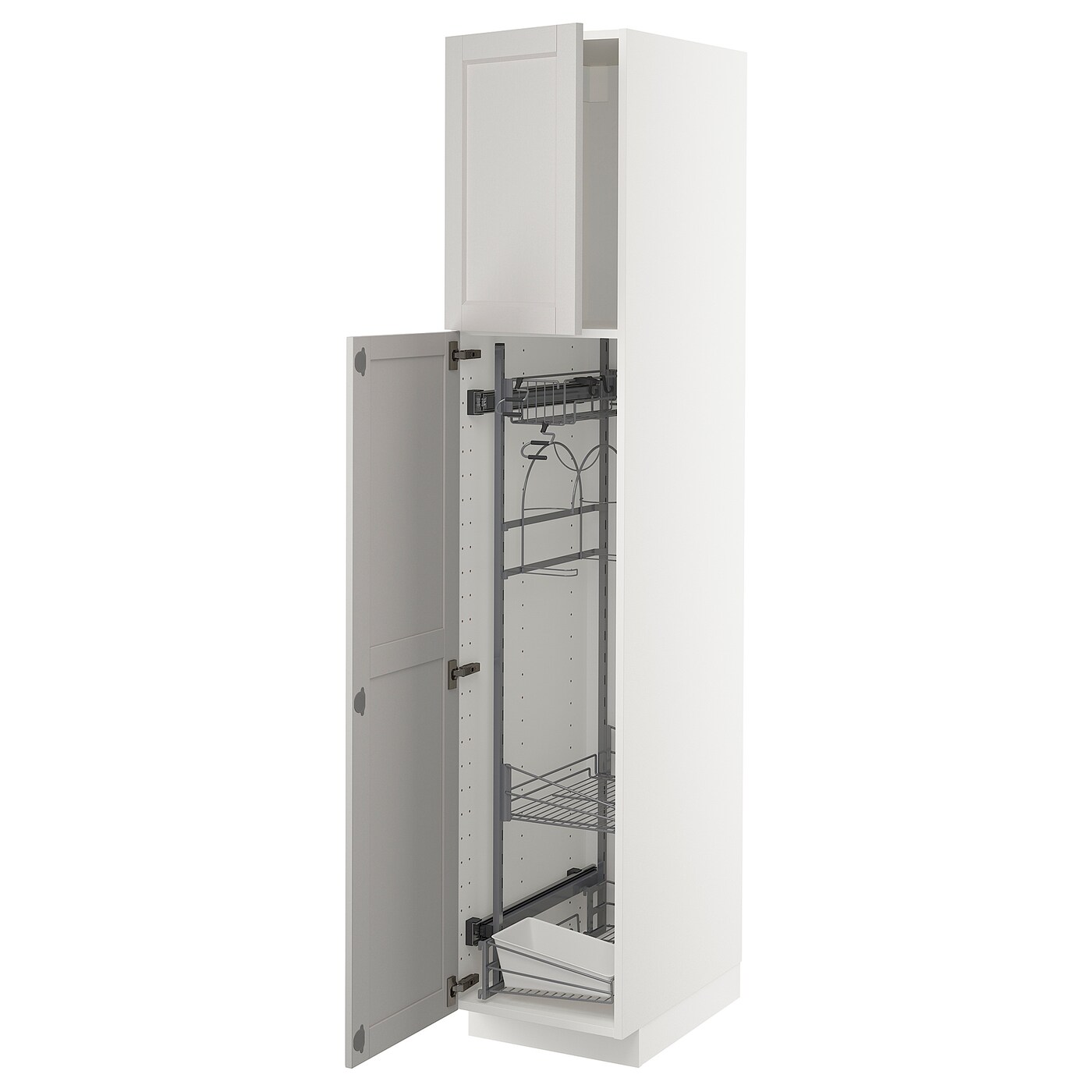 Высокий шкаф/бытовой - IKEA METOD/МЕТОД ИКЕА, 200х60х60 см, белый/серый