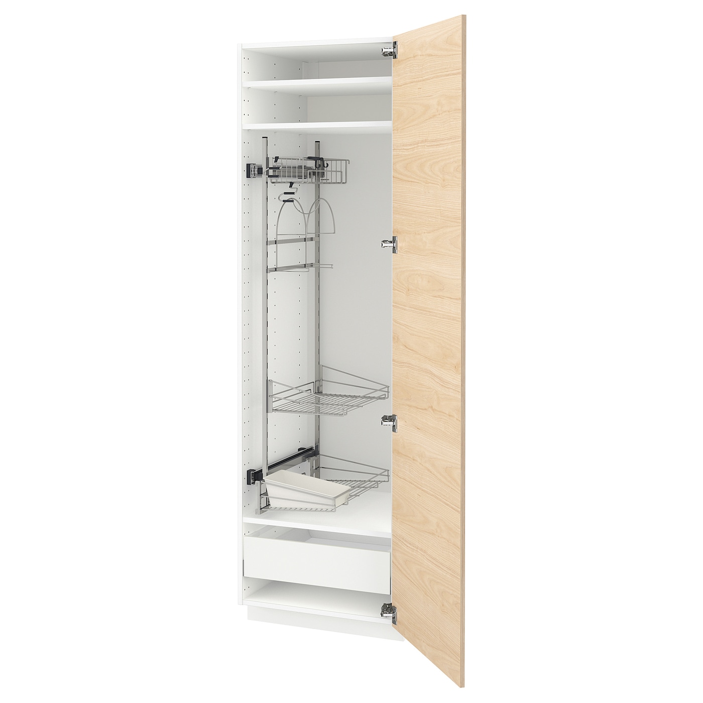 Высокий шкаф/бытовой - IKEA METOD/MAXIMERA/МЕТОД/МАКСИМЕРА ИКЕА, 200х60х60 см, белый/под беленый дуб