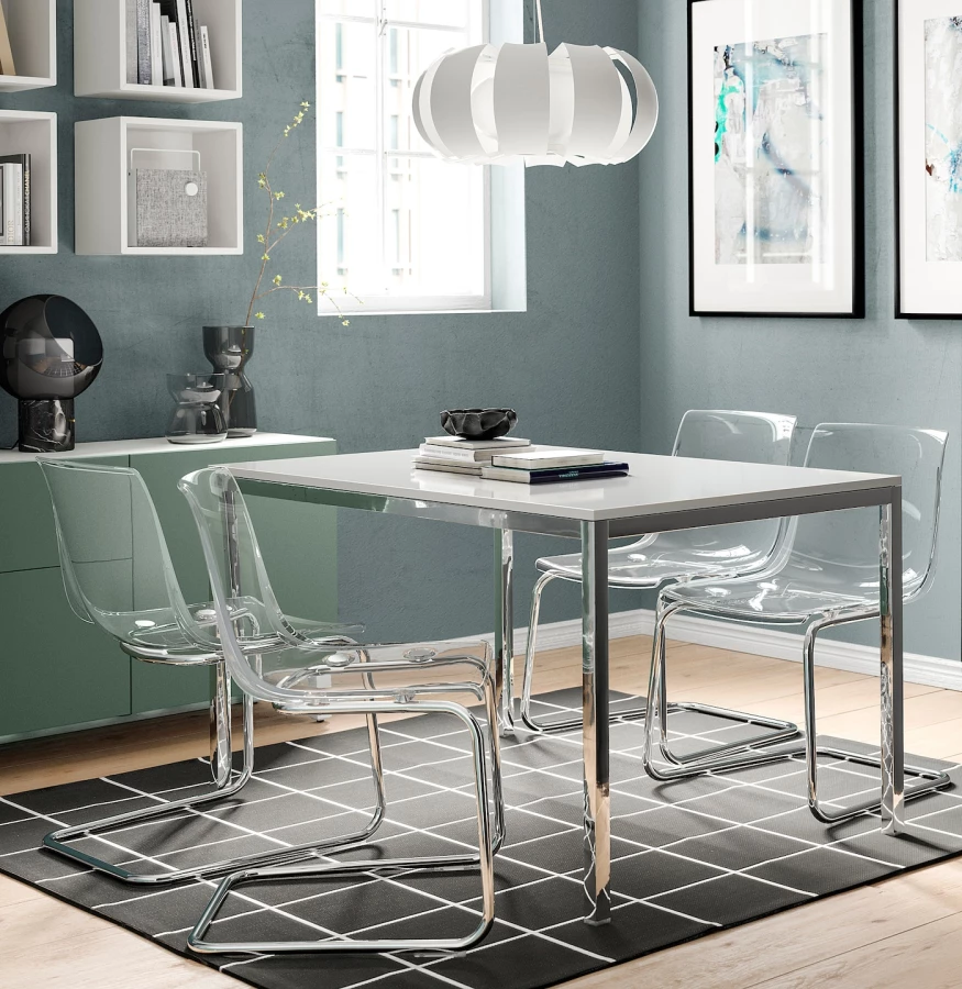 Стол обеденный - IKEA TORSBY, 135х85х75 см, белый/металлик, ТОРСБИ ИКЕА (изображение №7)