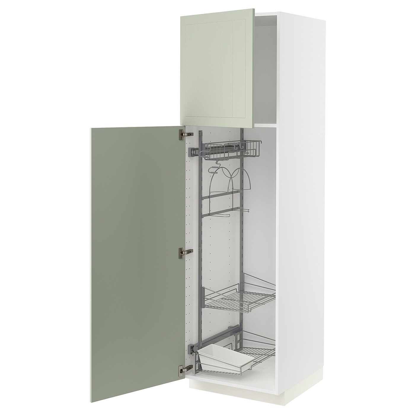 Высокий шкаф/бытовой - IKEA METOD/МЕТОД ИКЕА, 200х60х60 см, белый/зеленый