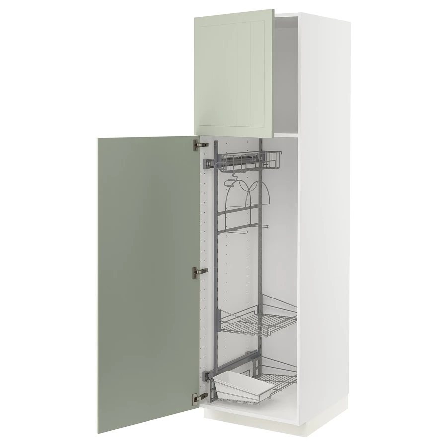 Высокий шкаф/бытовой - IKEA METOD/МЕТОД ИКЕА, 200х60х60 см, белый/зеленый (изображение №1)