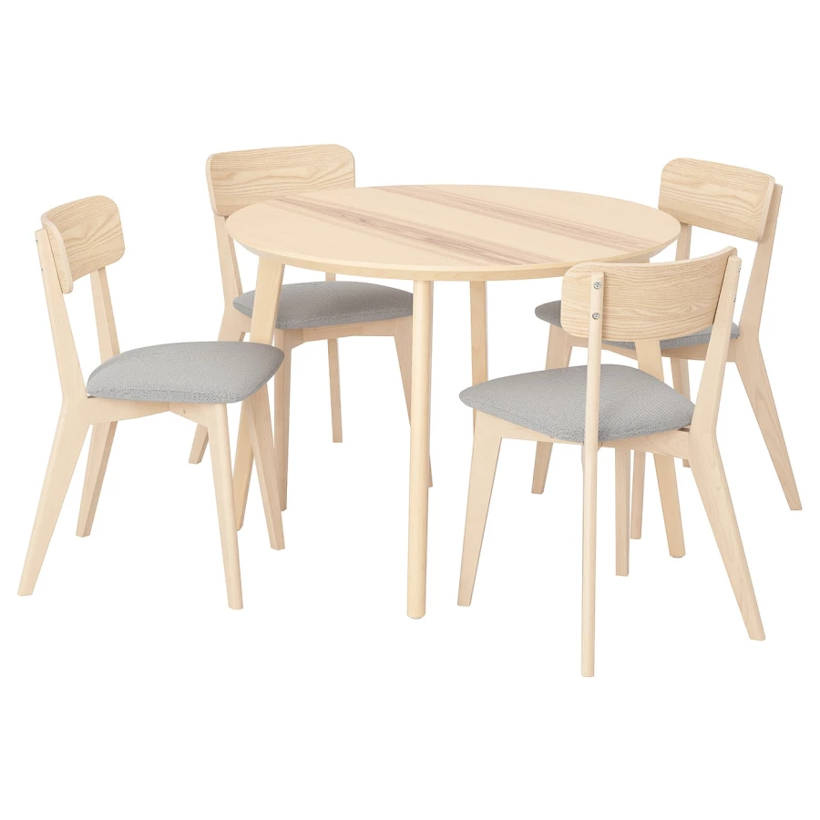 Стол и 4 стула - LISABO IKEA/ ЛИСАБО ИКЕА,  105х74 см, под беленый дуб (изображение №1)