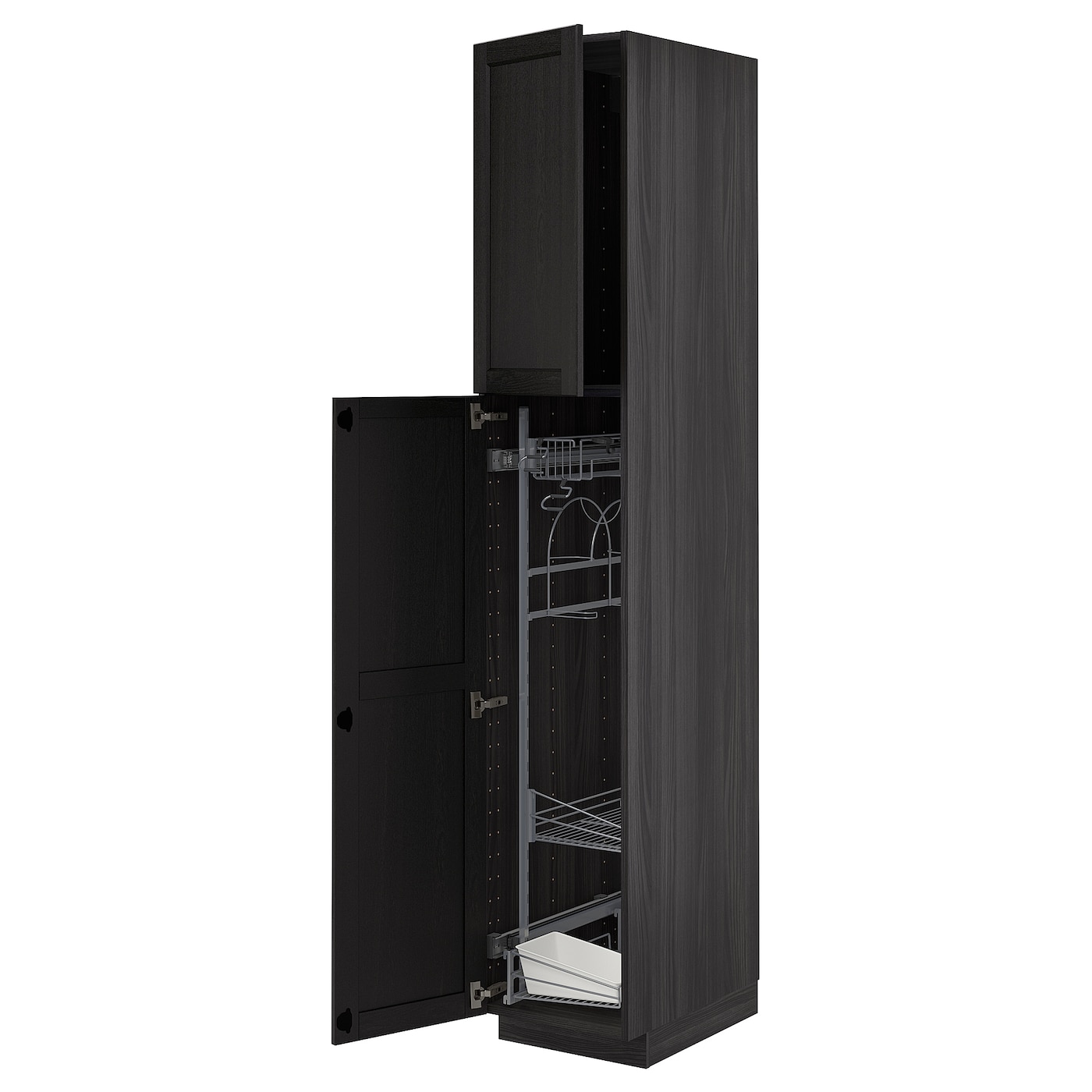 Высокий шкаф/бытовой - IKEA METOD/МЕТОД ИКЕА, 220х60х40 см, черный