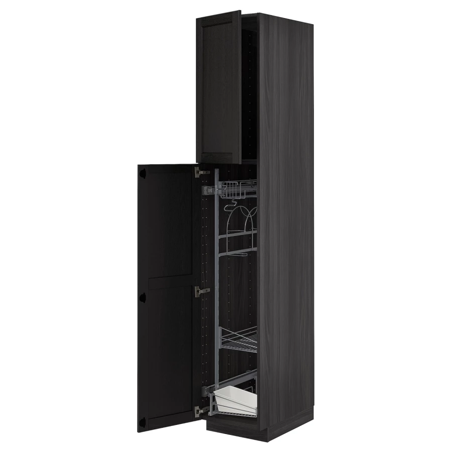 Высокий шкаф/бытовой - IKEA METOD/МЕТОД ИКЕА, 220х60х40 см, черный (изображение №1)