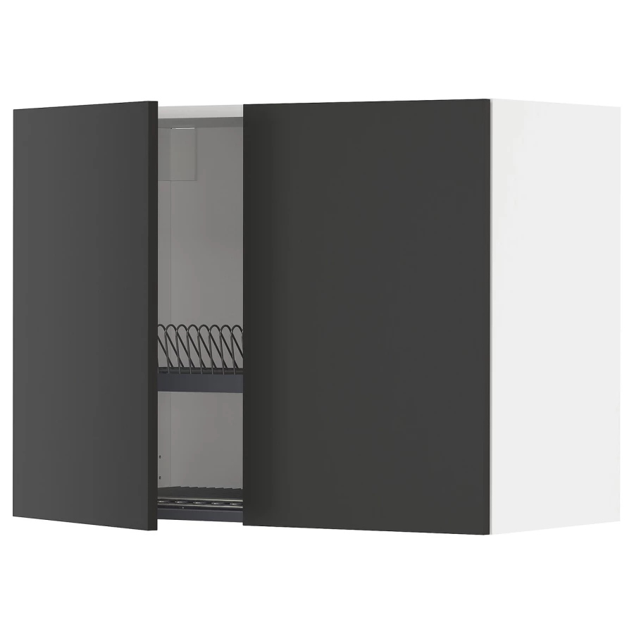 Навесной шкаф с сушилкой - METOD IKEA/ МЕТОД ИКЕА, 60х80 см, белый/черный (изображение №1)