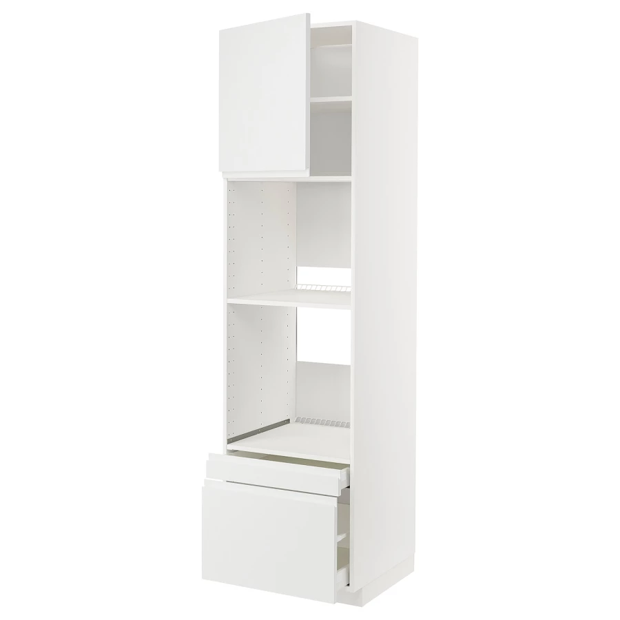 Высокий шкаф с ящиками - IKEA METOD/MAXIMERA/МЕТОД/МАКСИМЕРА ИКЕА, 220х60х60 см, белый (изображение №1)