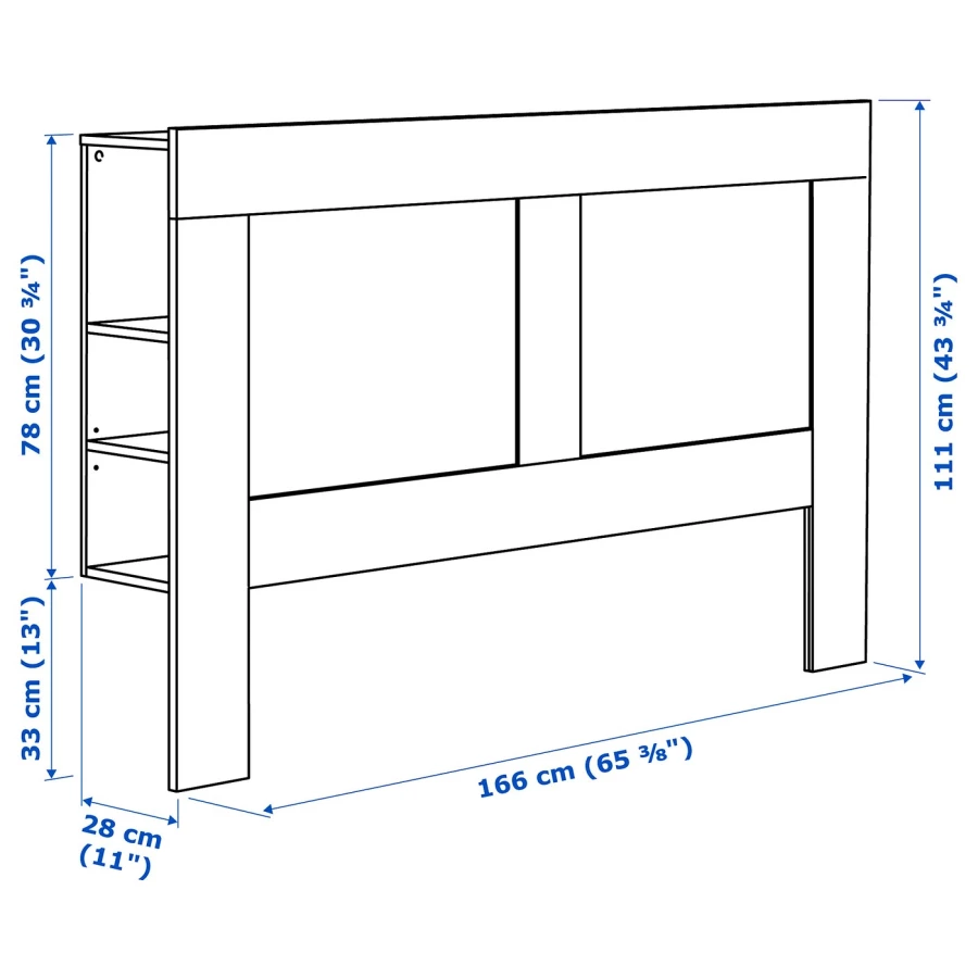 Изголовье кровати с полкой - IKEA BRIMNES/БРИМНЭС/БРИМНЕС ИКЕА, 160 см, белый (изображение №3)