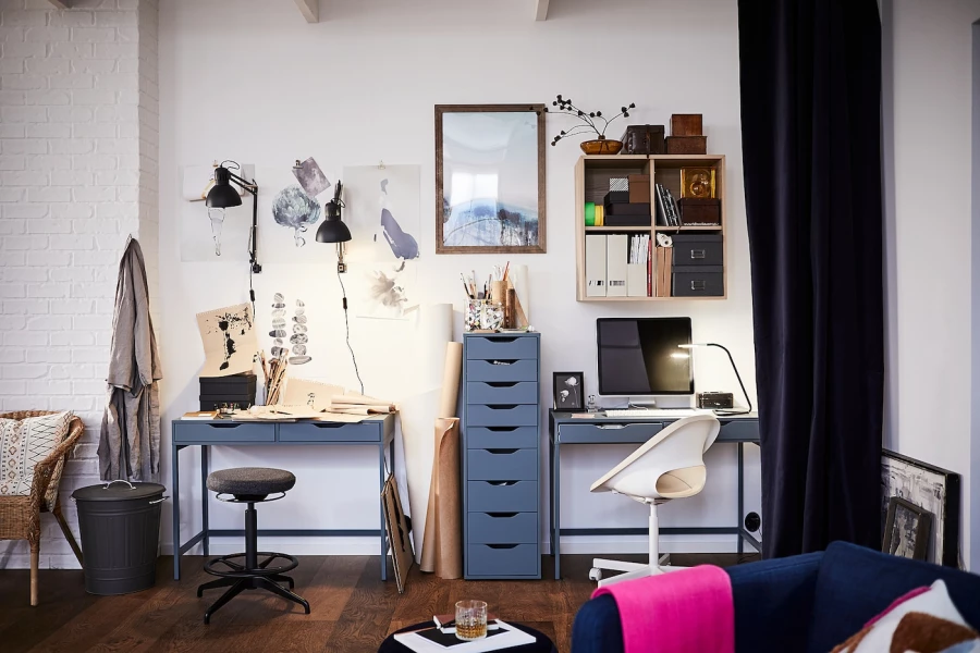 Письменный стол с ящиками - IKEA ALEX/АЛЕКС ИКЕА, 100x48 см, серый (изображение №6)