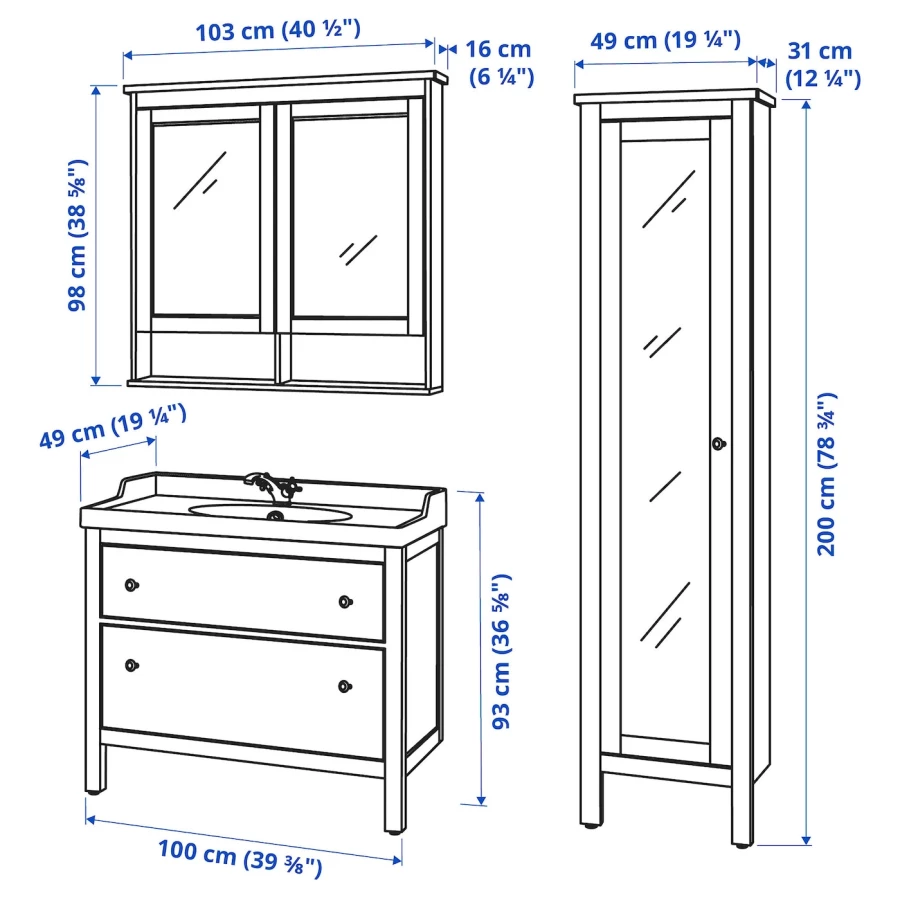 HEMNES / RÄTTVIKEN Мебель для ванной комнаты ИКЕА (изображение №5)