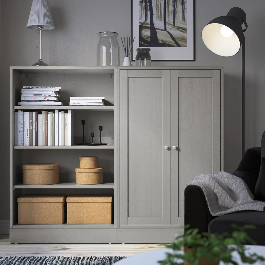 Книжный шкаф - HAVSTA IKEA/ ХАВСТА ИКЕА,  162х134 см, серый (изображение №8)