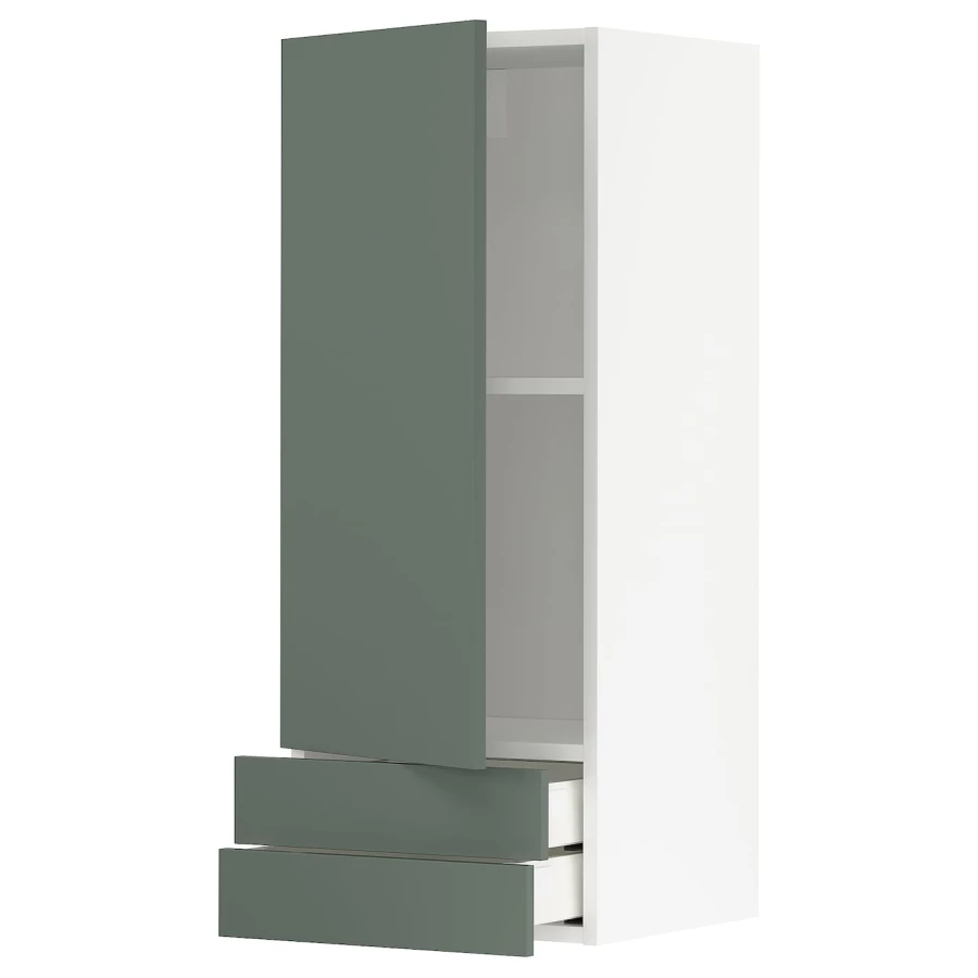 Навесной шкаф с полкой - METOD IKEA/ МЕТОД ИКЕА, 100х40 см, белый/темно-зеленый (изображение №1)