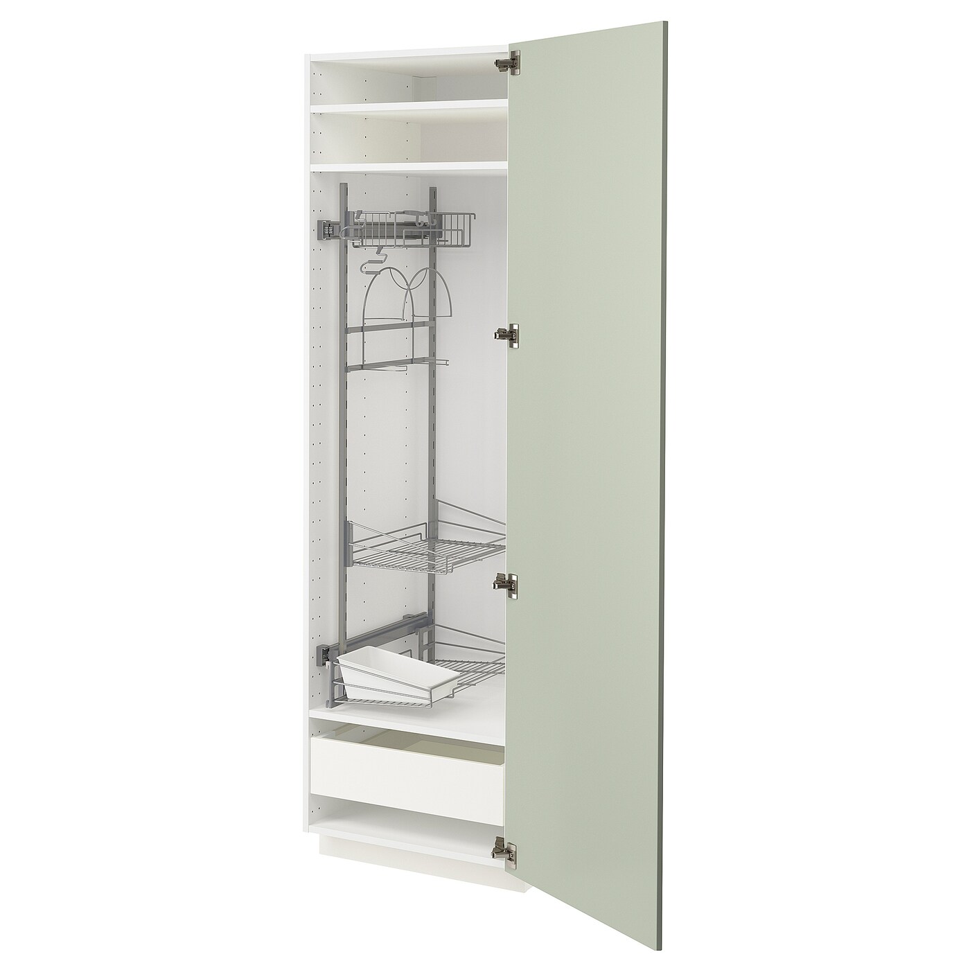Высокий шкаф/бытовой - IKEA METOD/MAXIMERA/МЕТОД/МАКСИМЕРА ИКЕА, 200х60х60 см, белый/зеленый