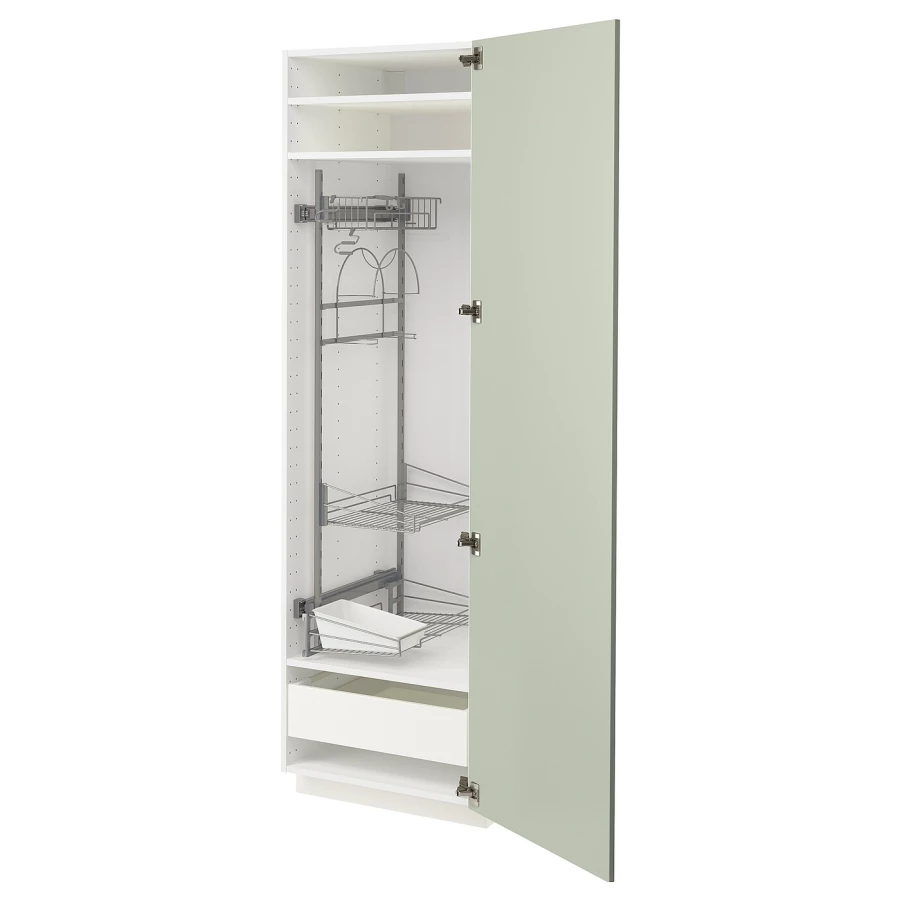 Высокий шкаф/бытовой - IKEA METOD/MAXIMERA/МЕТОД/МАКСИМЕРА ИКЕА, 200х60х60 см, белый/зеленый (изображение №1)
