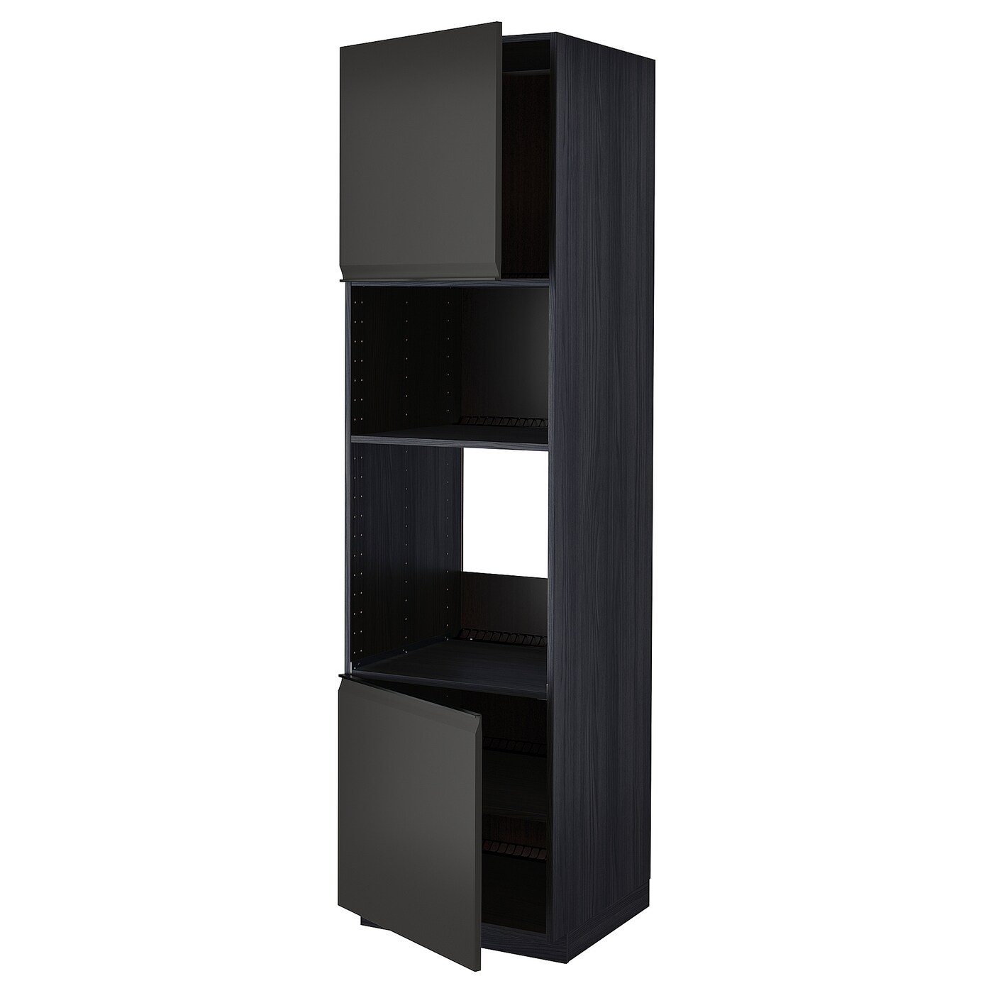 Кухонный шкаф-пенал - IKEA METOD/МЕТОД ИКЕА, 220х60х60 см, черный