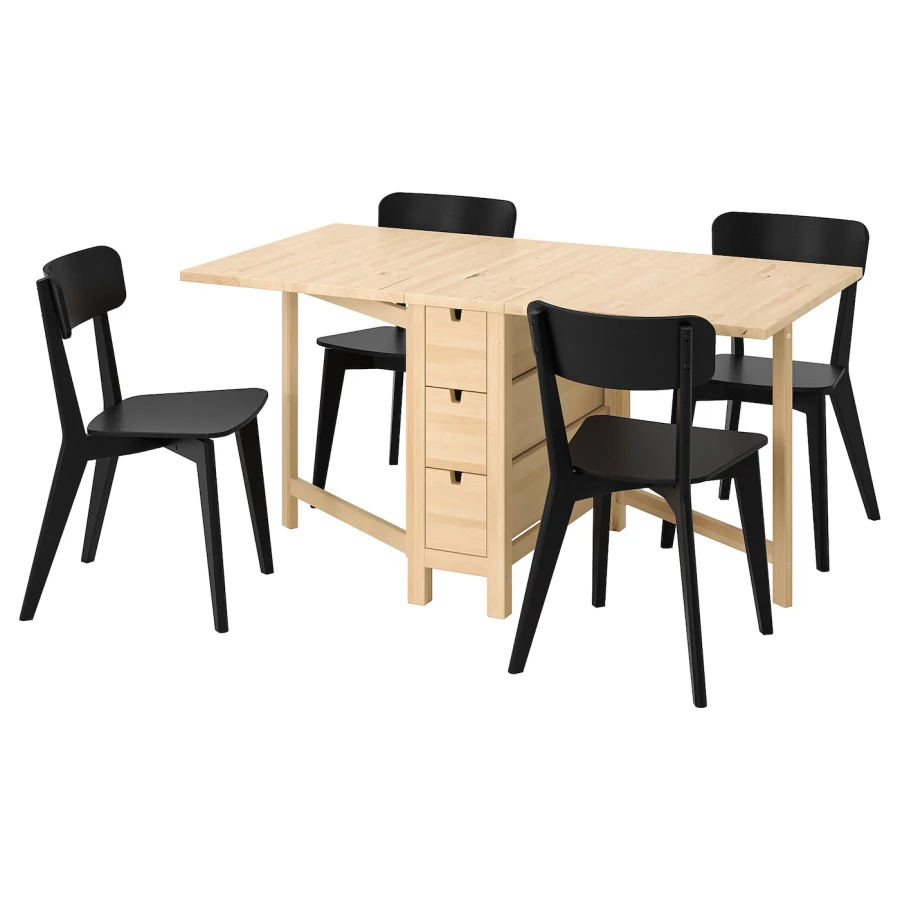 Стол и 4 стула - NORDEN / LISABO IKEA/ НОРДЕН/ЛИСАБО ИКЕА, 89х80х74 см, бежевый/черный (изображение №1)