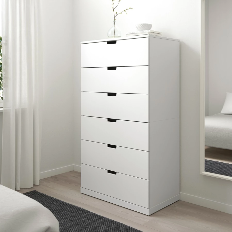 Комод - IKEA NORDLI/НОРДЛИ ИКЕА, 47х80х145 см, белый (изображение №2)