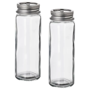 Емкости для специй, 2 шт. - IKEA CITRONHAJ, 4х12 см, стекло/нержавеющая сталь, ЦИТРОНХАЙ ИКЕА