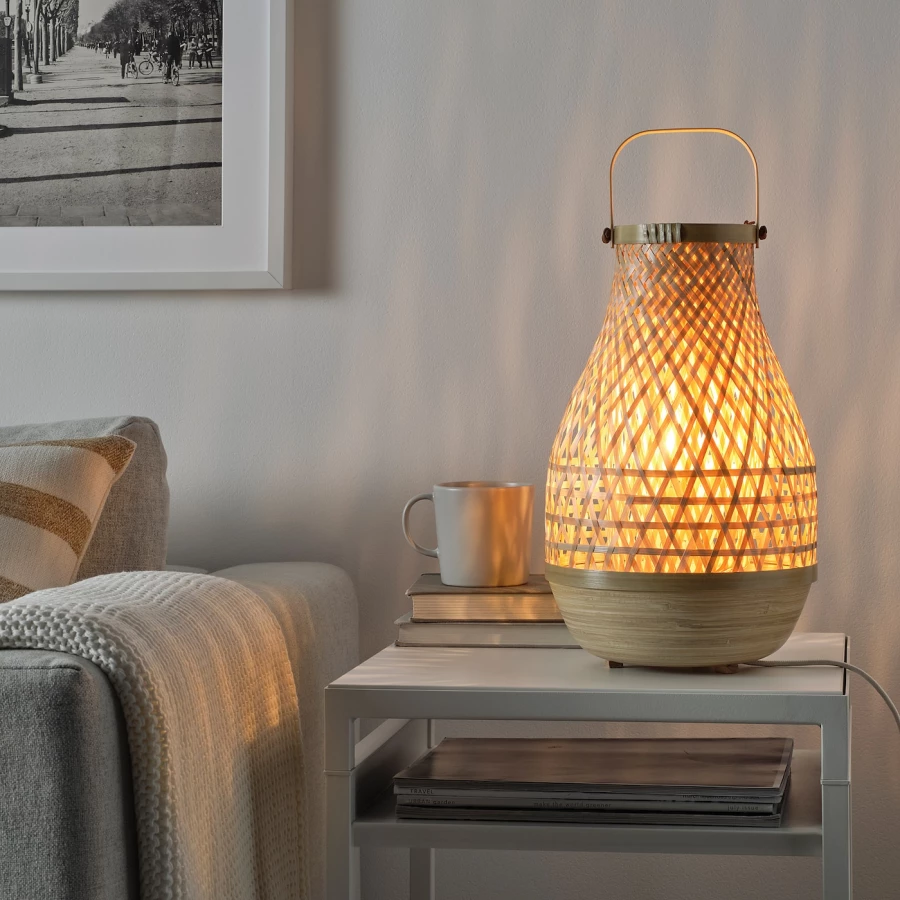 Декоративное лампа - MISTERHULT  IKEA/ МИСТЕРХУЛТ ИКЕА,  36 см, бежевый (изображение №2)