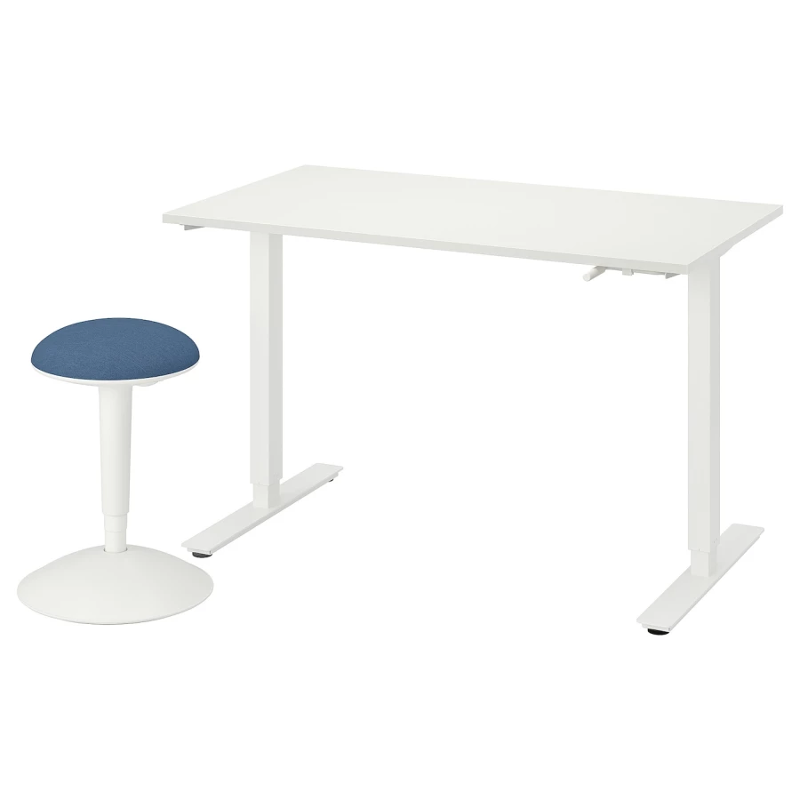 Комбинация: стол и табурет - IKEA TROTTEN/NILSERIK, 120х60 см, белый/темно-синий, ТРОТТЕН/НИЛЬС-ЭРИК/НИЛЬСЭРИК ИКЕА (изображение №1)