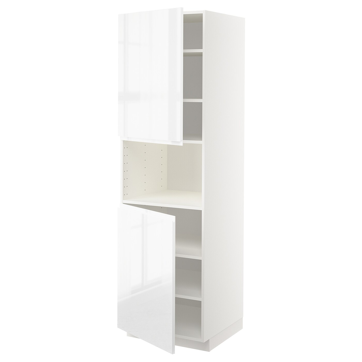 Кухонный шкаф-пенал - IKEA METOD/МЕТОД ИКЕА, 200х60х60 см, белый/глянцевый