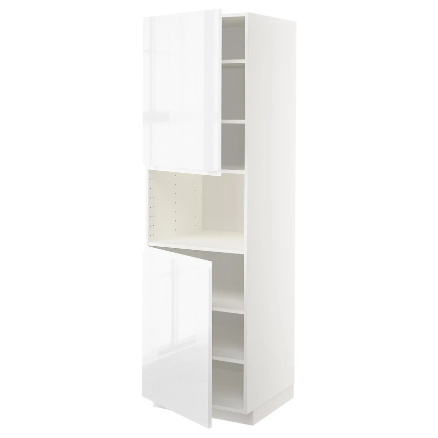 Кухонный шкаф-пенал - IKEA METOD/МЕТОД ИКЕА, 200х60х60 см, белый/глянцевый (изображение №1)
