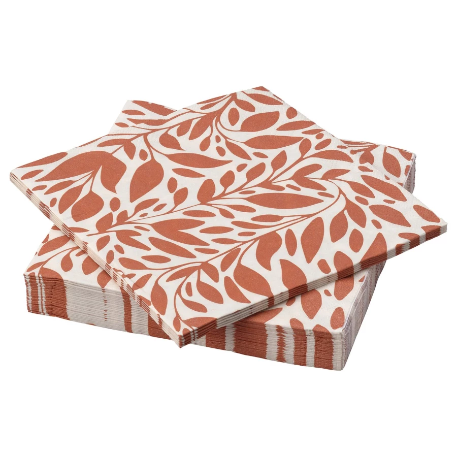 Салфетки IKEA HÖSTAGILLE/ХЁСТАГИЛЛЕ ИКЕА, 33х33 см, белый/оранжевый (изображение №1)