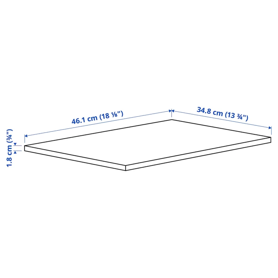 Полка - IKEA KOMPLEMENT/КОМПЛЕМЕНТ ИКЕА, 34,8х1,8х46,1 см, белый (изображение №4)
