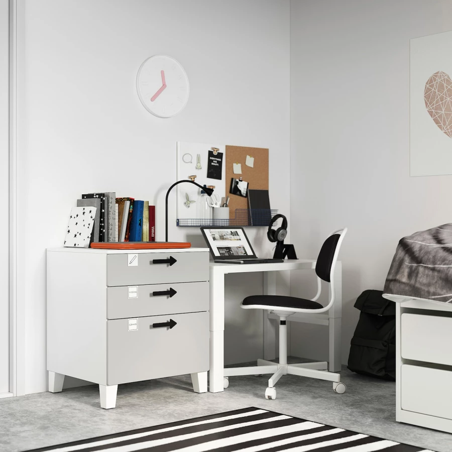 Комод детский - IKEA PLATSA/SMÅSTAD/SMASTAD, 60x55x63 см, белый/серый, ИКЕА (изображение №5)