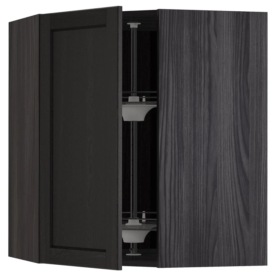 Угловой навесной шкаф с каруселью - METOD  IKEA/  МЕТОД ИКЕА, 80х68 см, черный (изображение №1)