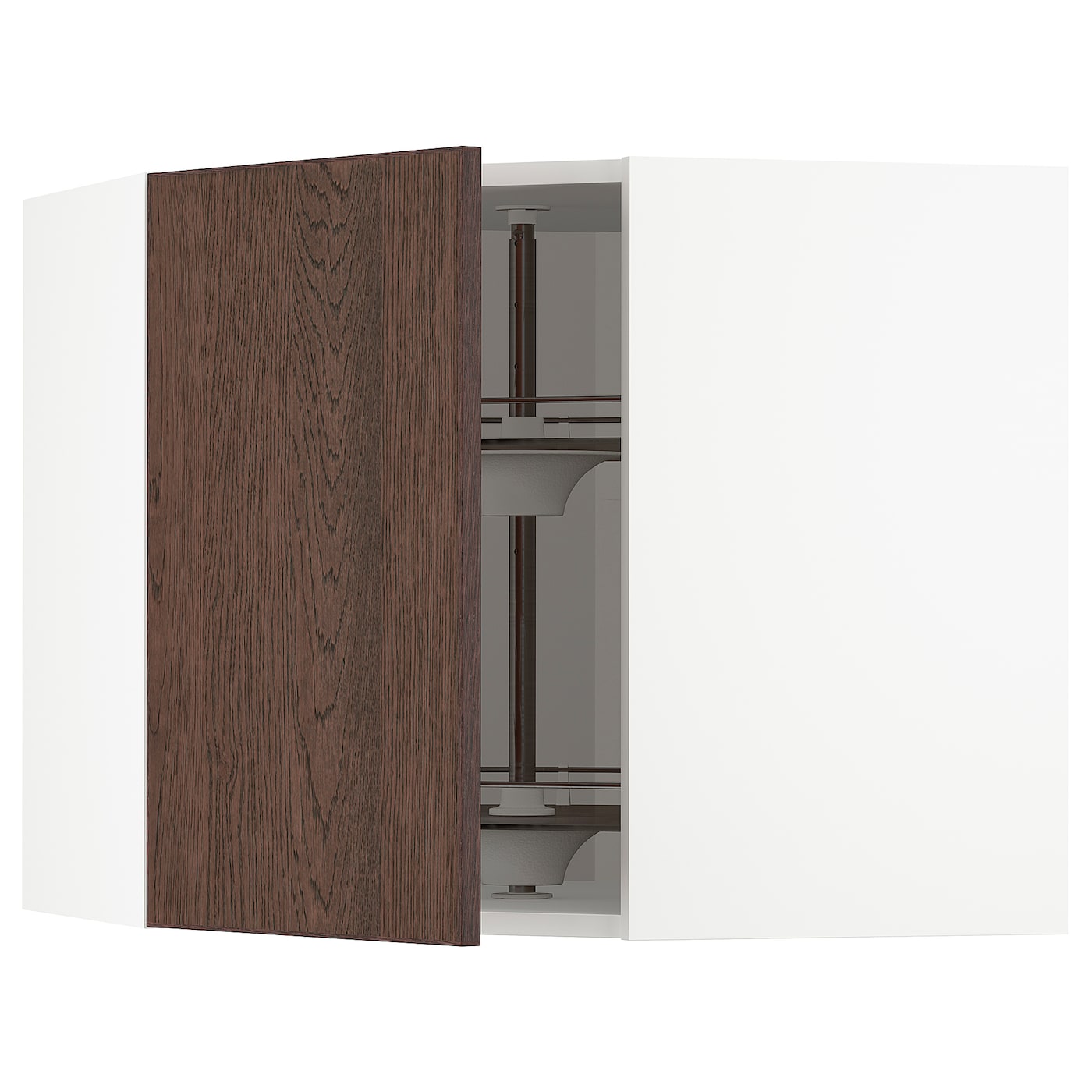 Угловой навесной шкаф с каруселью - METOD  IKEA/  МЕТОД ИКЕА, 60х68 см, белый/коричневый