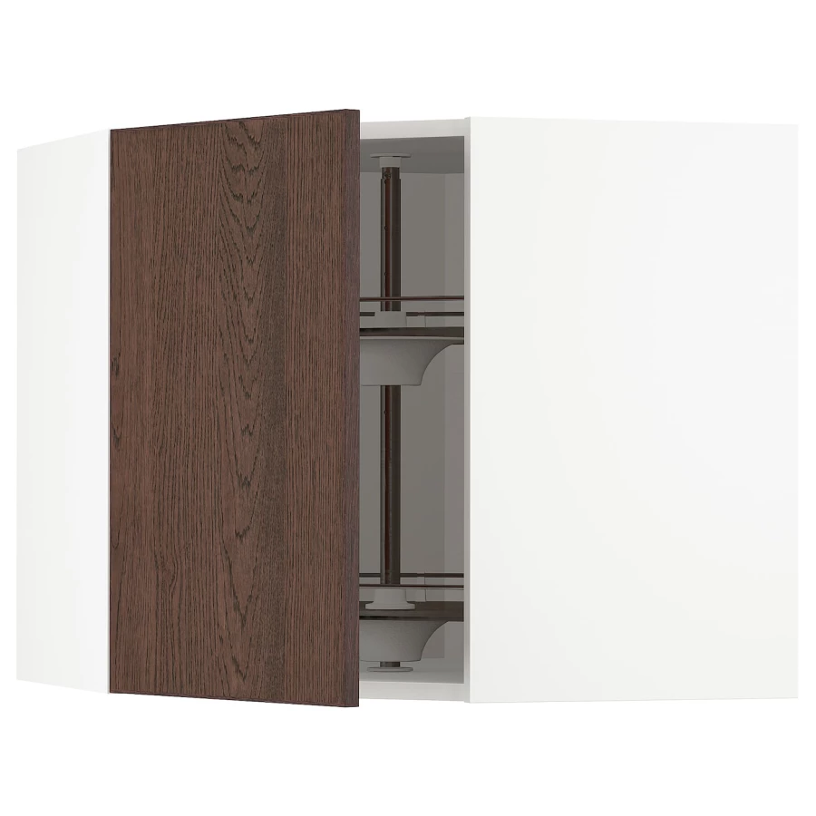 Угловой навесной шкаф с каруселью - METOD  IKEA/  МЕТОД ИКЕА, 60х68 см, белый/коричневый (изображение №1)
