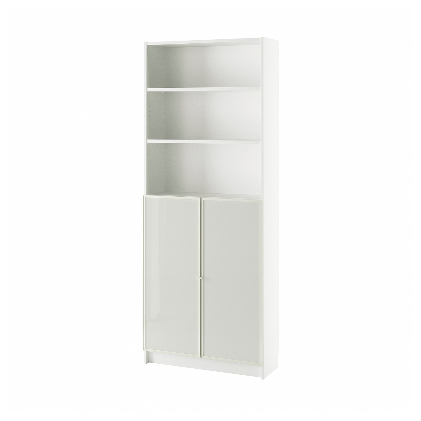Книжный шкаф со стеклянной дверью - BILLY/HÖGBO IKEA/ БИЛЛИ/ХОГБО ИКЕА, 30х80х202 см, белый