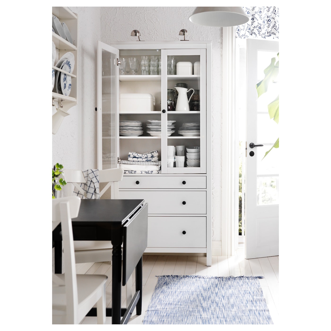 Шкаф со стеклянными дверцами - IKEA HEMNES/ХЕМНЭС ИКЕА, 90x197х37
