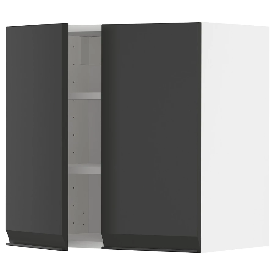 Навесной шкаф с полкой - METOD IKEA/ МЕТОД ИКЕА, 60х60 см,  белый/черный (изображение №1)