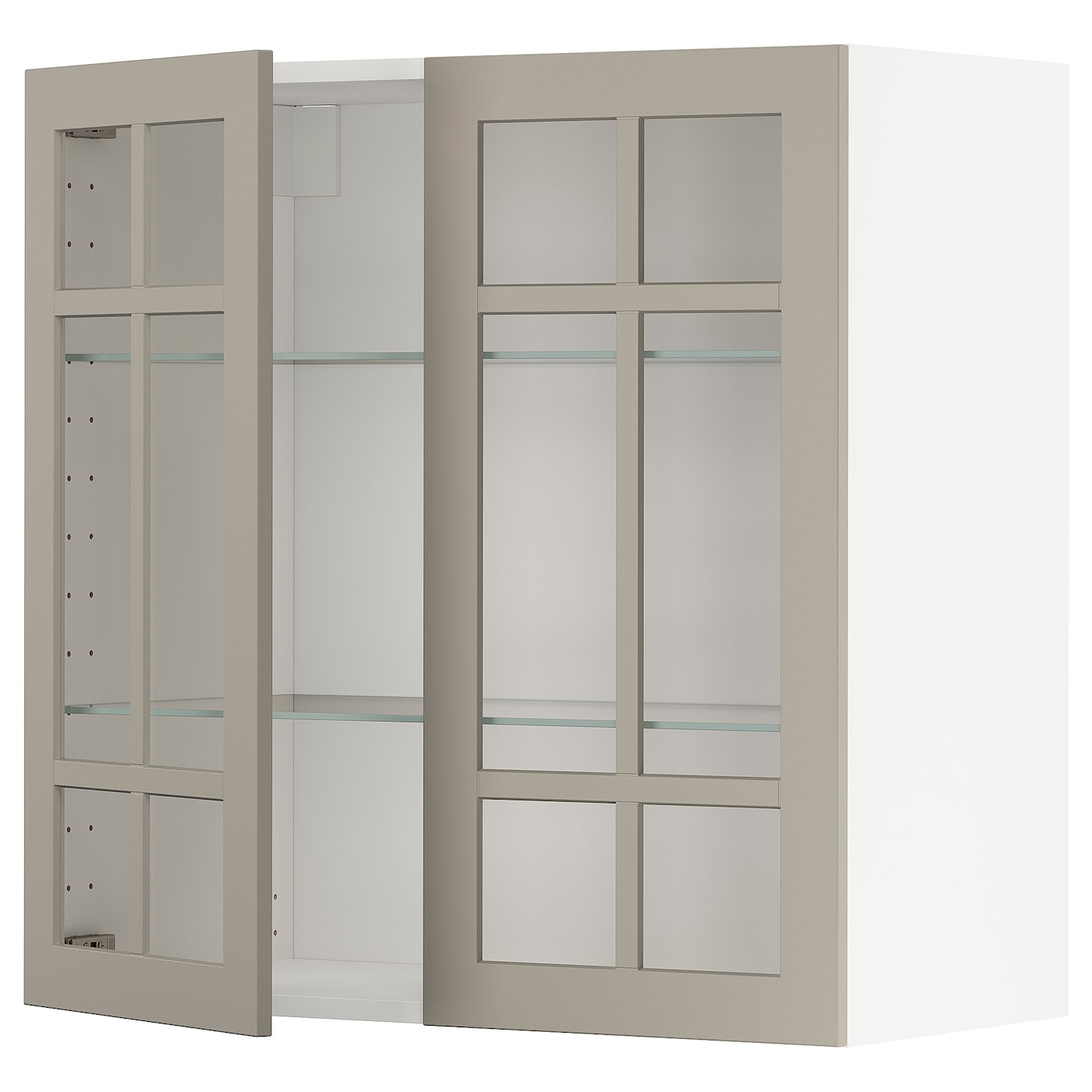 Шкаф и 2 стеклянные двери -  METOD IKEA/ МЕТОД ИКЕА, 80х80 см, белый/бежевый
