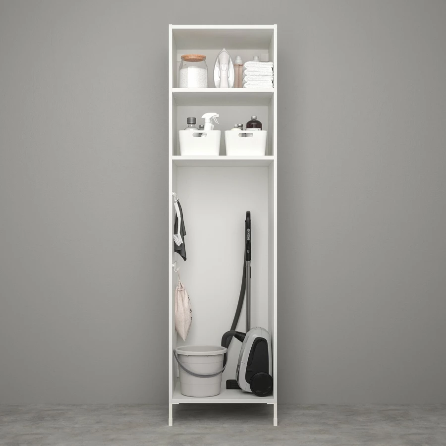 Высокая тумба для ванной - ENHET  IKEA/ЭНХЕТ ИКЕА, 60x62x210 см, белый/бежевый (изображение №3)