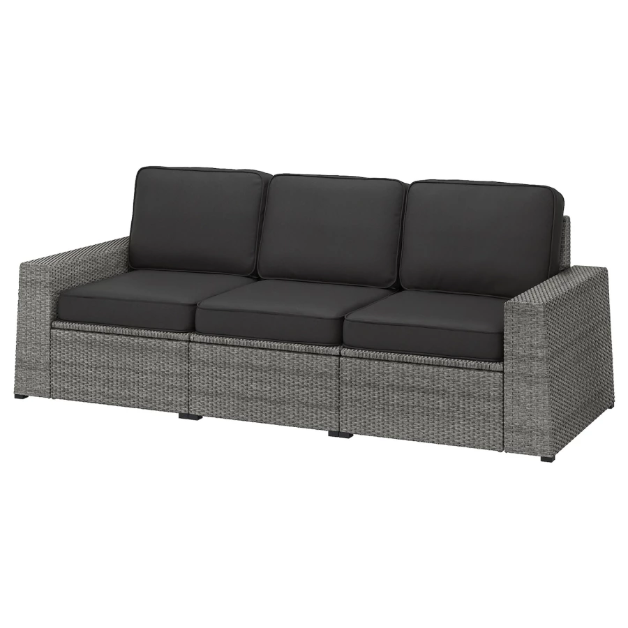 3-местный модульный диван - IKEA SOLLERÖN/SOLLERON/СОЛЛЕРОН ИКЕА, 90х82х223 см, черный/серый (изображение №1)