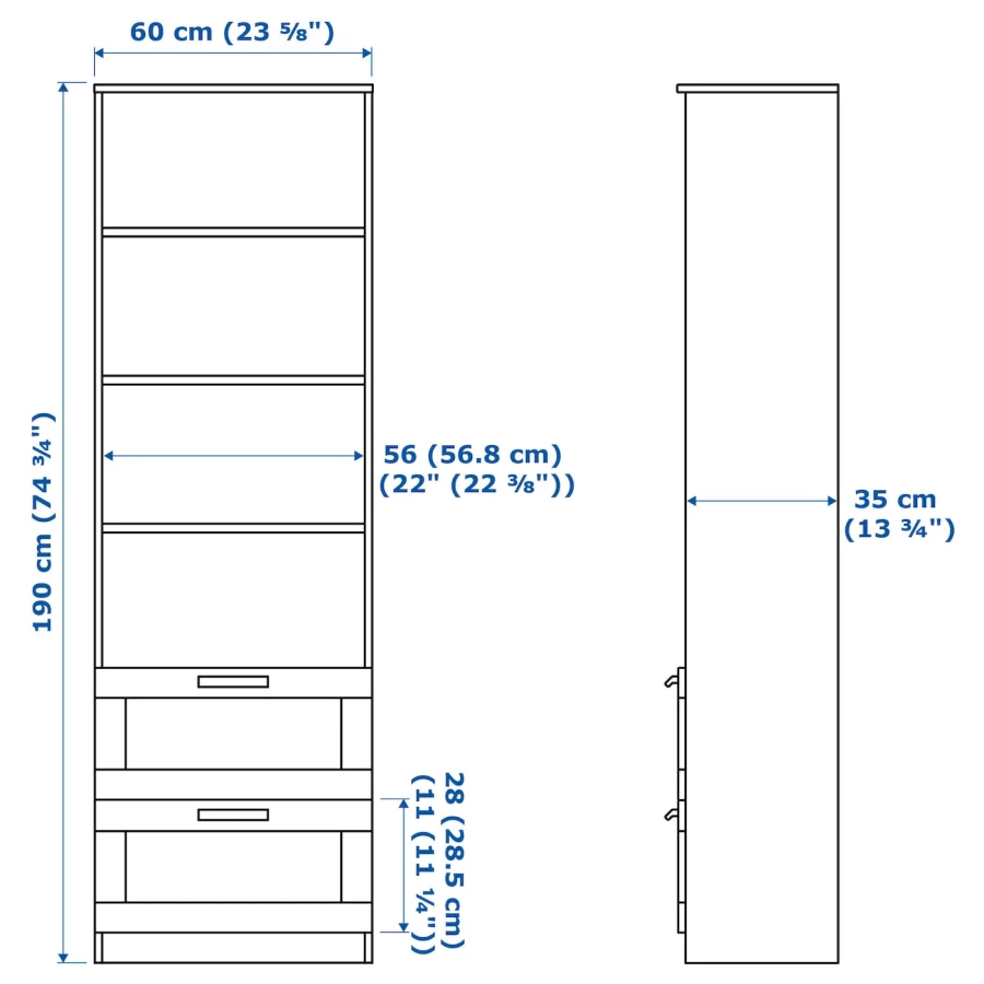 Тумба для ТВ - IKEA BRIMNES/BURHULT, 258х41х190 см, белый, БУРГУЛЬТ/БРИМНЭС/БРИМНЕС ИКЕА (изображение №10)