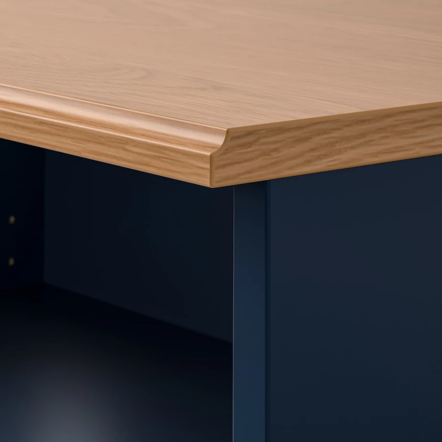 Шкаф - SKRUVBY  IKEA/ СКРУВБИ ИКЕА, 180х140  см, синий/под беленый дуб (изображение №4)
