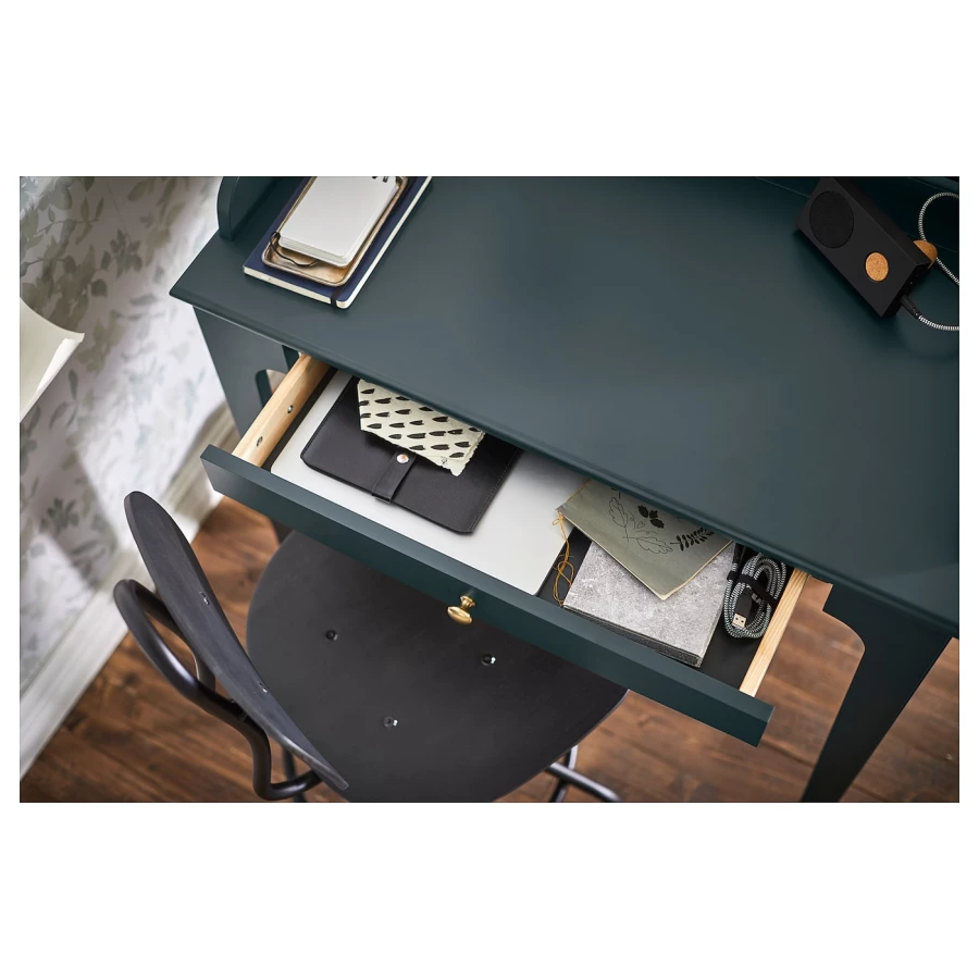 Письменный стол - IKEA LOMMARP, 90x54 см, темно-сине-зеленый, ЛОММАРП ИКЕА (изображение №4)
