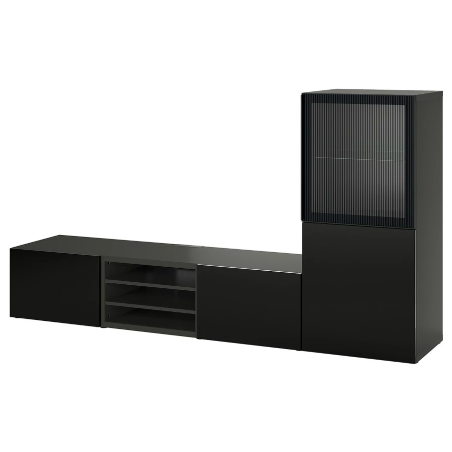 Комбинация для хранения ТВ - IKEA BESTÅ/BESTA, 129x42x240см, темно-серый, БЕСТО ИКЕА (изображение №1)