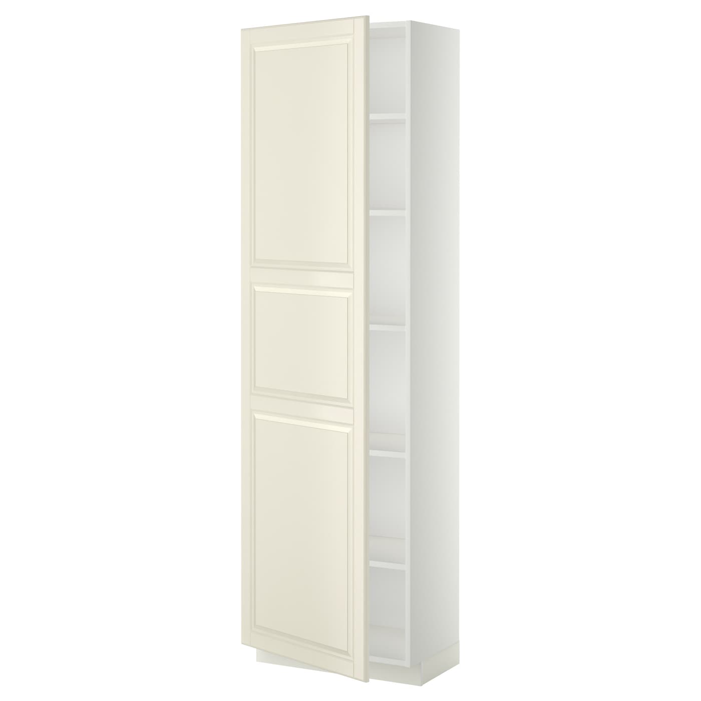 Высокий кухонный шкаф с полками - IKEA METOD/МЕТОД ИКЕА, 200х37х60 см, белый/кремовый