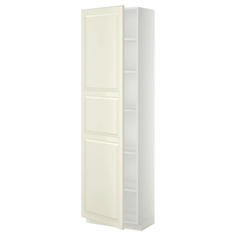Высокий кухонный шкаф с полками - IKEA METOD/МЕТОД ИКЕА, 200х37х60 см, белый/кремовый (изображение №1)