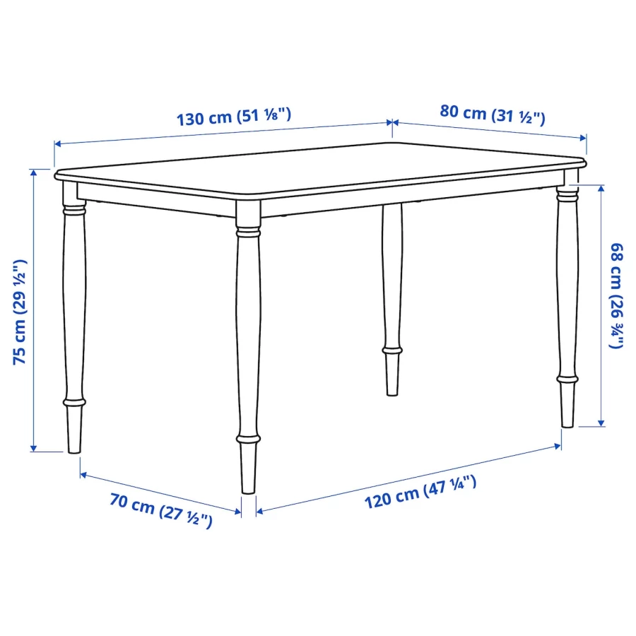 Стол и 4 стула - DANDERYD / SKOGSTA IKEA/ ДАНДЭРЮД / СКОГСТА ИКЕА, 130х75/94х43 см,  белый/под беленый дуб (изображение №6)